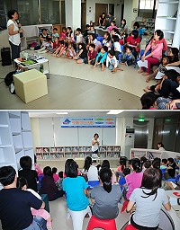 「Bookstart嬰幼兒閱讀推廣」系列活動開跑!10月19日、20日一連兩天在南竿馬祖圖書館舉辦說故事人才培訓及親子說故事活動,吸引許多親子前往共讀。(圖/文:曹重偉)