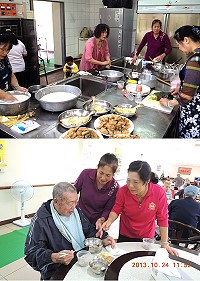 山隴社區媽媽班帶著溫暖與關懷在班長李珠玉號召下,一行8人熱情現身大同之家,為長輩們料理古早味鼎邊銼及陪伴長輩們趣味麻將。(圖:大同之家提供)