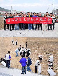 為響應環保風氣及增進後備憲兵同袍情誼,連江縣後備憲兵荷松協會特別舉辦清水濕地淨灘活動,由理事長陳立誠、憲兵隊長吳本孝共同帶領後備憲兵及憲兵隊官兵,在顧問曹爾章及清水社協伙伴陪同下彎腰揮汗撿拾海漂垃圾。(圖/文:曹重偉)
