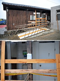珠螺村海堤公廁因故障遭木板釘死封鎖,環保局表示主因是水管破損無水可用,且因修繕費用過大,正尋求原興建單位或產權單位提供必要性設施之修復,於修復期間暫時封閉,造成不便之處敬請見諒。(圖/文:曹重偉)