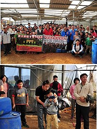 為推廣漆彈運動到下一代,今年漆彈運動推廣營續辦親子組定點射擊賽,大人、小孩輪流舉槍瞄準一較高下;教育部體育署訪視委員曾敏勳(中戴帽者)專程到場視察馬祖,對於馬祖鄉親攜家帶眷來參加表示相當驚喜。(圖/文:曹重偉)