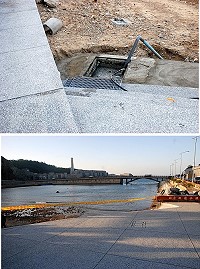 南竿清水濕地施作陰井引流工程,將澳口的污水透過地下陰井導引,以減少對濕地的環保衝擊、影響氣味與美觀。(圖/文:邱竟瑋)
