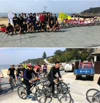 南竿鄉體育會新創舉舉辦「小鐵人三項體驗賽」,吸引多位想挑戰自我極限的軍民前往參加,三項考驗分別是游泳馬港沙灘水域來回程200公尺、自由車從馬港到福澳運動場4公里,以及路跑福澳運動場2公里。(圖:南竿鄉體育會提供)