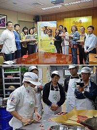 「102年酒糟再利用計畫」移師新北市八里區「中華穀類食品工業研究所」進行技轉輔導研習及新創食品製作,又新增了紅糟鬆餅、紅糟蛋捲及紅糟饅頭等新創商品,讓這次計畫的成果更加豐碩。(圖:連江縣政府提供)