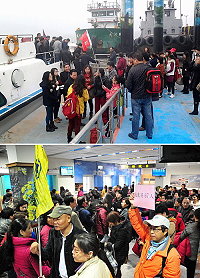 　淡季促銷威力再現，昨天抵馬陸客再爆大量，單日就湧進427人之多，小三通航運業者「安麒輪」、「金龍輪」、「閩珠貳號」3艘船隻全部出動載客，讓南、北竿各景點及餐館都出現入冬以來難得的熱鬧景象，也讓業界看到希望。（圖／文：曹重偉）