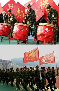 馬防部軍歌暨隊呼競賽,參賽官兵各個精神抖擻,以嘹亮歌聲,完美詮釋軍歌意境。(圖/文:呂則賢)