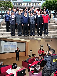 　台北市長郝龍斌拜訪縣府，受到縣長楊綏生及職員們熱情歡迎；楊綏生感謝台北市多年來支援馬祖醫療人力，郝龍斌則強調，將複製北市「健康雲照護服務」的成功經驗，讓馬祖鄉親能與北市同步享有資訊、便民又生活化的醫療服務。（圖／文：曹重偉）