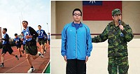 (右圖)陳指揮官表彰彈藥分庫整修所弟兄一兵陳麒安持續進行體能訓練的毅力,成功減下12公斤。(左圖)彈藥分庫整修所弟兄實施三千公尺體能測驗,展現平時勤訓精練成果。(圖/文:呂則賢/林廷宇)