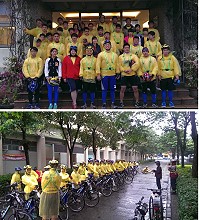 雨中單車遠征,馬祖37名自行車隊員自新北市板橋出發,騎抵新竹南寮。(圖:連江縣體育會提供)