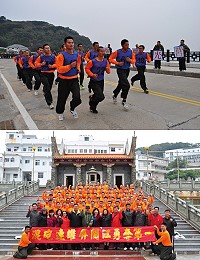 (上圖)混砲連弟兄展現高昂士氣,爭取團隊榮耀。(下圖)黃指揮官勉勵鑑測之重要性不僅止於名次競爭,而在於突破自身之極限。(圖/文:梁漢祥)