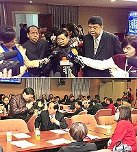 縣長楊綏生、立委陳雪生、議長陳貴忠接受媒體訪問,及縣長楊綏生(左)特別前往拜託立委高抬貴手,支持馬祖設國際觀光度假賭場。(圖:連江縣政府、聯合晚報)