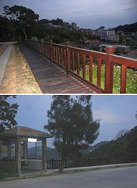 　南竿半腰山公車亭邊護欄及人行道建設完成，民眾盼養護完善、使用長久。（圖／文：邱竟瑋）