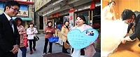 新郎官志瑋山隴迎娶,小姨子曹雅評設計過關場面,增添熱鬧。(圖:曹祥官提供)