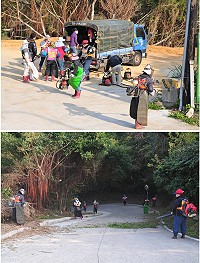 103年「國清週」昨天從南竿東區率先展開,在天公作美下,過程非常順利,清出一車接一車的垃圾及資源回收物,清潔隊員也全副武裝前往山線主幹道除草;環保局表示,支援國軍弟兄今天會全數投入清理工作,呼籲鄉親配合國清週進行大掃除。(圖/文:曹重偉)