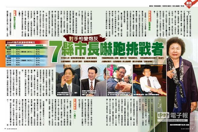 7縣市長嚇跑挑戰者,選情看好。(時周提供)
