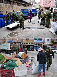「103年國家清潔週」首階段順利結束,在軍方大力支援下前往各髒亂點進行清理,並且深入民間及廢棄屋舍,效果卓越,共清理出包括資源回收物34.88噸、各類木材22.92噸、廢棄家電1.92噸、一般廢棄物13.86噸,成果相當豐碩。(圖/文:曹重偉)