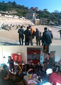 水利署第一河川局來馬會勘津沙海堤,並聽取鄉親對津沙海堤的改善需求,研提可行方案。(圖:縣府工務局提供)