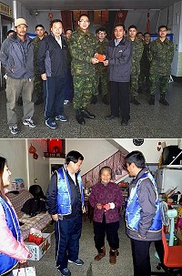 　東湧社區發展協會贈送加菜金、賀歲紅包給野戰醫院官士兵及社區年長鄉親。（圖／文：陳其敏）