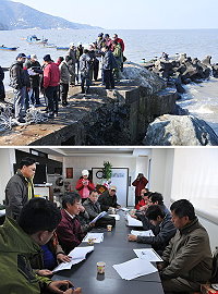 橋仔海堤今年要推動興建,水利署官員及地方各界現勘討論海堤型式。(圖/文:陳鵬雄)