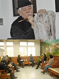知名水墨畫家李奇茂預計今年9至10月間來馬辦理展覽,畫廊團隊昨天下午拜會縣長,協調合作事宜。(上圖:國立台東生活美學館提供,下圖:邱竟瑋)