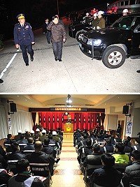 　103年度春安工作正式展開，持續到2月14日；縣長楊綏生昨天深夜前往縣警局主持春安工作誓師大會及啟動前校閱警力，展現警方維護治安決心。（圖／文：曹重偉）