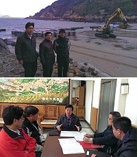 縣長楊綏生22日前往復興澳口視察,確保海堤工程完善。(圖:連江縣政府提供)