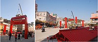 山隴廣場新牌樓搭建,展現新年新氣象。山隴境白馬尊王廟委會說,除夕前完成山隴亮燈,並且展架至農曆正月23。(圖/文:邱竟瑋)