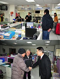 開春上班第一天,副縣長陳敬忠昨天上午特別代表縣長楊綏生,在人事室主任林世華陪同下,前往各局室及二級單位向職員們拜年,同時依照打卡紀錄現場查勤,瞭解春節過後縣府團隊上班情形,各單位出勤狀況均為正常。(圖/文:曹重偉)