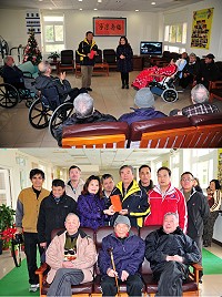 馬祖境天后宮回饋鄉親,由主委曾林官以「光明燈」及「太歲燈」收入,前往大同之家問候老人家並發放賀年禮金,藉此為點燈者「做功德」。(圖/文:曹重偉)