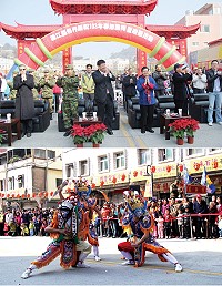 (上圖)春節遊藝活動首先由縣長楊綏生、立委陳雪生、議長陳貴忠、馬防部指揮官陳曉明中將向鄉親拜年,祝賀鄉親新年快樂,馬到成功!(下圖)由馬防部接連帶來「祥獅獻瑞賀新年」、「官將首」、「藍眼淚樂團」精彩表演,炒熱現場氣氛,展現了國軍青春活力的一面。(圖/文:林廷宇)