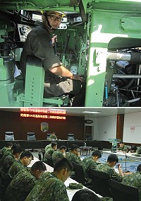 (上圖)落實保養工作,才能讓裝備在執行任務時穩定運作。(圖/文: 陳韋臣);(下圖)馬防部副指揮官楊少將主持高裝檢檢討會。(圖/文:杜宗霖)