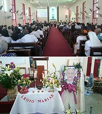 　曾在馬祖天主堂為軍民服務的華瑞禮神父今年7月8日病逝，天主教聖母聖心會特於法蒂瑪聖母堂舉辦追思彌撒，南竿鄉代副主席陳其平專程前往致意。（圖：南竿鄉代副主席陳其平提供）