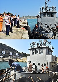 隨著YTB41艇駛離東引中柱港,歷經數十年之久的海軍港勤「牽引」歲月,亦隨之走入歷史。(圖/文:陳其敏)