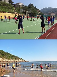 新北市正德國中、中山國中兩校角力隊來馬祖移地訓練,昨天下午在教練帶領下前往海邊戲水,清涼一「夏」!(圖/文:馮紹夫)