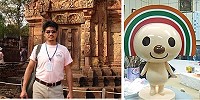 7-11便利商店的吉祥物OPEN將(右圖)出自徐震海(左圖)巧手。(圖:徐震海提供)