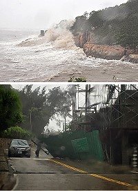 　中颱「蘇迪勒」橫掃馬祖，強風豪雨歷年罕見，馬祖各地皆有災情傳出，所幸無人傷亡，災害應變中心截至昨下午5時共23件災害通報。（圖：馮紹夫、曹以鋒）
