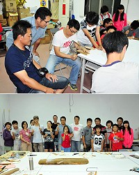 旅台鄉親陳治旭返鄉指導難得一見的木工創作研習,吸引20位學員到場學習,費時費力又費神的過程,讓大家深感木工還真不簡單。(圖/文:曹重偉)