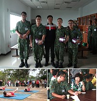 敬軍團慰問彰化市籍役男並致贈點心禮盒。兩棲連帶來精彩的戰技操演,使敬軍團了解外島部隊的精實戰力。(圖/文:黃慧元)