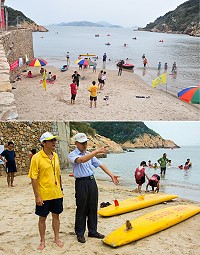 104連江縣水上運動嘉年華牛角澳口登場,兩天下來近300位民眾參與,沙灘熱鬧滾滾。(圖/文:馮紹夫)