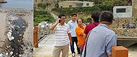酒廠廢水流入復興沙灘,縣議員曹丞君一行人昨日上午前往會勘,並要求廠方立即處理。(圖:曹丞君提供)