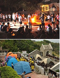 104年全縣童軍大露營活動在熊熊營火中達到最高潮。(圖:中山國中提供)