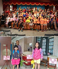 大手牽小手,仁愛國小快樂上學去,小一新生和卡漫英雄人一起開學同樂。(圖/文:吳嘉榮)