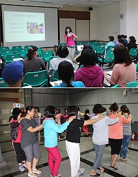 社區照顧關懷據點工作人員及志工進行充電學習,不只靜態課程學習還有動態康樂活動。(圖/文:吳嘉榮)