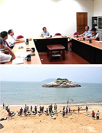 　研商馬祖地區推廣獨木舟休閒活動事宜會議昨日舉行，嘗試在夏季常設水上遊憩設施，讓馬祖觀光更多項發展。（圖／文：吳嘉榮）
