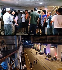臺馬輪昨天凌晨1時20分折返靠泊基隆港及旅客辦理退票情形。(圖:鄭劍彬提供)
