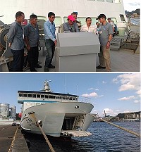 　中信公司高鼎造船廠技師船艏艙門、跳板維修完成後測試OK。（圖／縣府交通局）