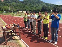北竿塘岐運動場跑道修繕工程正式開工,昨天上午舉行動土儀式。(圖:教育局提供)