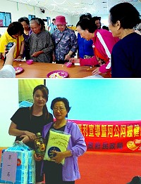 東引鄉104年九九重陽敬老活動,年長鄉親專注夾豆,展現全力以赴的樂活精神。(圖:東引社區健康營造中心提供)