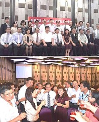　鄭文燦（上圖坐右5）21日馬祖鄉親新市政說明會後，與立委陳雪生、縣府秘書長張龍德代表縣長劉增應及馬祖旅台同鄉會等合影留念。（圖：桃園市馬祖同鄉會）