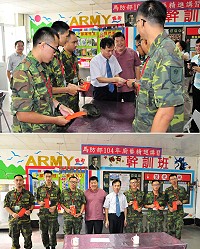 縣長劉增應、鄉長陳振國昨天上午前往幹訓班問候在地籍的子弟兵們,親切問候他們的家庭狀況及是否適應軍中生活。(圖/文:曹重偉)
